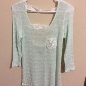 Charlotte Russe Light Green and White Sweater